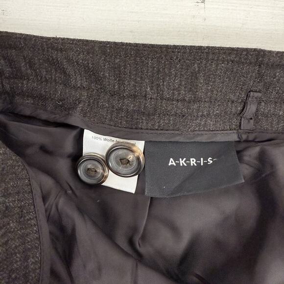 Akris Size 29 Straight Leg High Rise Dress Pant Trousers Gray Wool Preppy Office - Picture 7 of 13